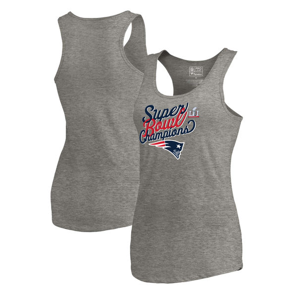 New England Patriots Pro Line by Fanatics Branded Women's Super Bowl LI Champions Scripted Tri-Blend Tank Top - Heather Gray